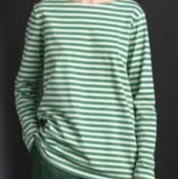 Gudren Sjoden XL Blue BeigeStriped Long Sleeve Top - Picture 6 of 13